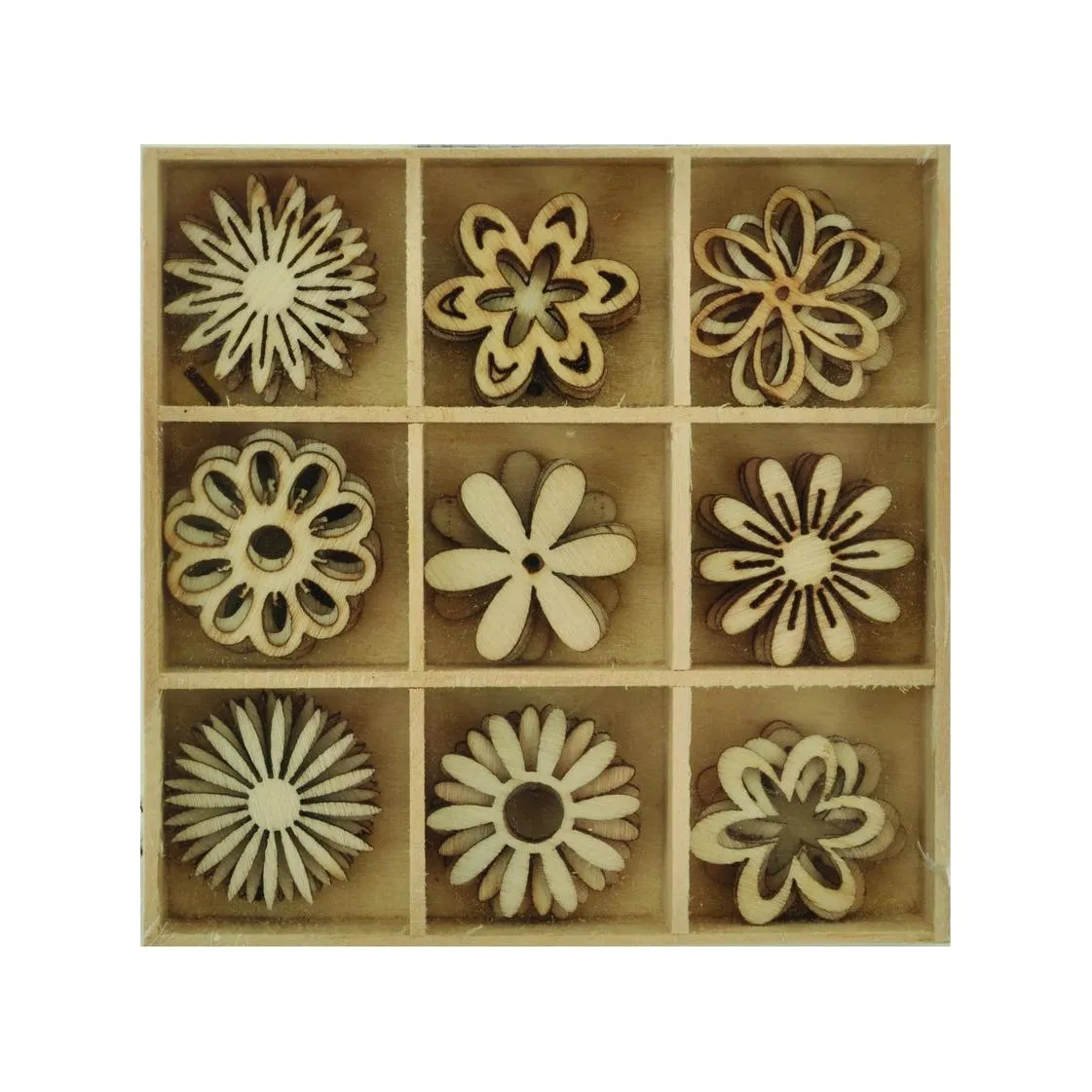 Wooden Shapes Flower 45 Pieces